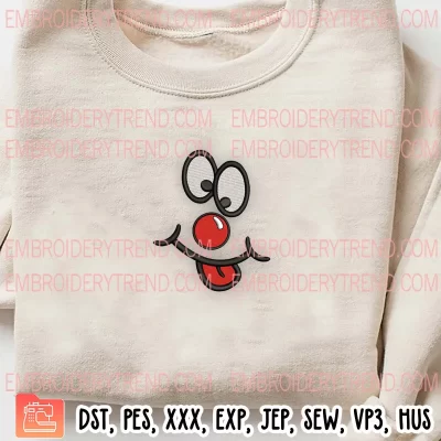 Smile Red Nose Day Embroidery Design, Smile Face Red Nose Embroidery Digitizing Pes File