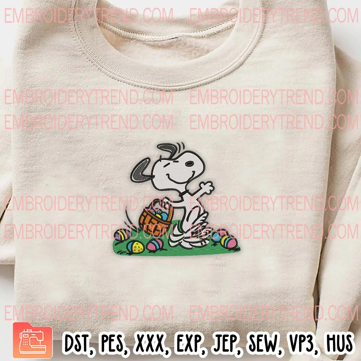 Snoopy Happy Easter Day Embroidery Design, Funny Snoopy Embroidery Digitizing Pes File