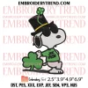 Nike Snoopy St Patricks Day Embroidery Design, Snoopy Shamrock Clover Embroidery Digitizing Pes File