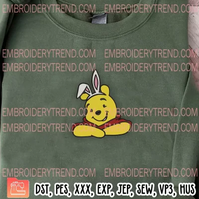 Winnie Pooh Bunny Embroidery Design, Pooh Bear Cute Embroidery Digitizing Pes File