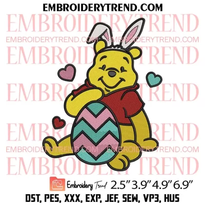 Winnie the Pooh Easter Embroidery Design, Easter Egg Pooh Embroidery Digitizing Pes File