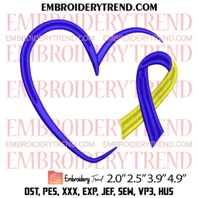 Down Syndrome Awareness Sock Embroidery Design, Butterfly With Hearts Embroidery Digitizing Pes File