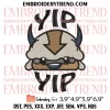 Appa Hugging Clouds Embroidery Design, Appa Avatar Embroidery Digitizing Pes File