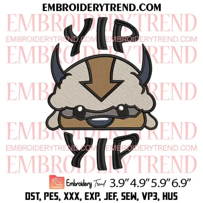 Yip Yip Appa Avatar Embroidery Design, Cute Appa Anime Embroidery Digitizing Pes File