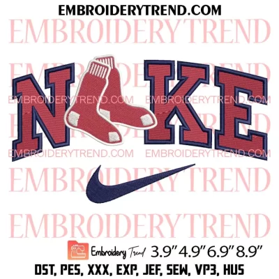 Boston Red Sox x Nike Embroidery Design, Baseball MLB Machine Embroidery Digitized Pes Files