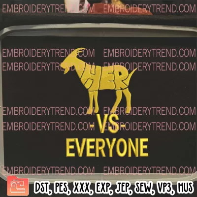 Goat Her vs Everyone Embroidery Design, Caitlin Clark Iowa Hawkeyes Embroidery Digitizing Pes File