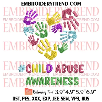 Anti Child Abuse Ribbon Embroidery Design, Child Abuse Awareness Embroidery Digitizing Pes File