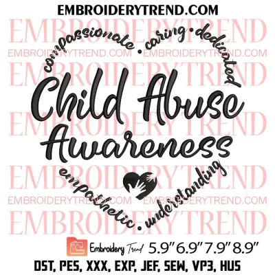 Child Abuse Awareness Heart Embroidery Design, Child Abuse Embroidery Digitizing Pes File