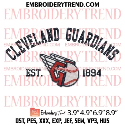 Cleveland Guardians x Nike Embroidery Design, MLB Logo Machine Embroidery Digitized Pes Files