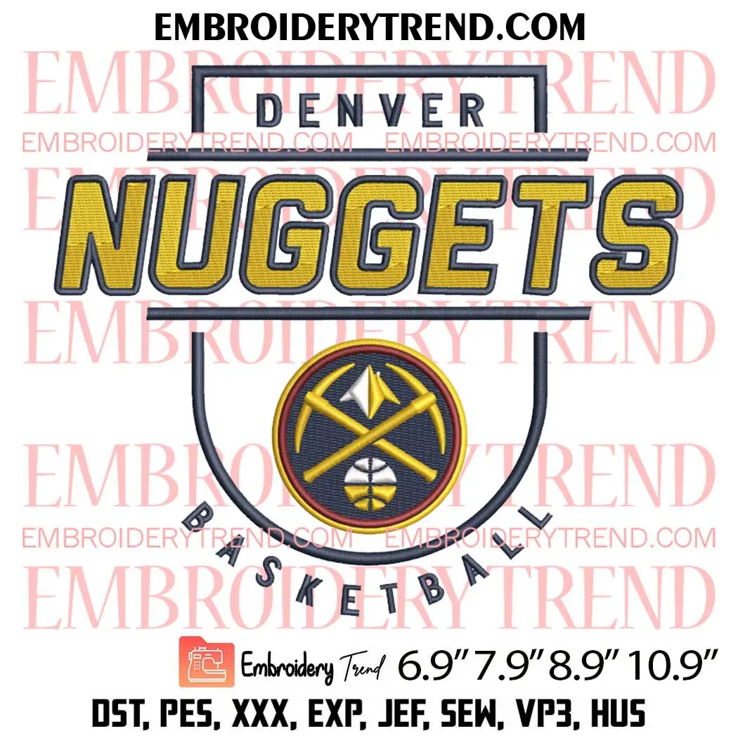 Denver Nuggets Basketball Logo Embroidery Design, NBA Sport Machine Embroidery Digitized Pes Files