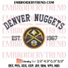 NBA Denver Nuggets Embroidery Design, NBA Logo Machine Embroidery Digitized Pes Files
