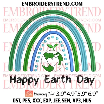 Happy Earth Day Embroidery Design, Earth Day Embroidery Digitizing Pes File