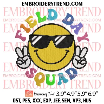 Field Day Vibes Embroidery Design, School Machine Embroidery Digitized Pes Files