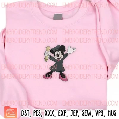 Graduation Minnie Mouse Embroidery Design, Mickey Minnie Graduation Machine Embroidery Digitized Pes Files