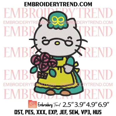 Happy Mothers Day Hello Kitty Embroidery Design, Hello Kitty Mom Gift Embroidery Digitizing Pes File