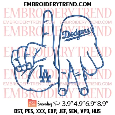 LA Dodgers Mickey Hands Embroidery Design, Baseball Embroidery Digitizing Pes File