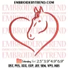Love Heart Couple Horse Embroidery Design, Love Animal Embroidery Digitizing Pes File