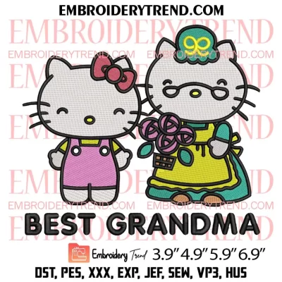 Hello Kitty and Mary White Embroidery Design, Mother’s Day Embroidery Digitizing Pes File