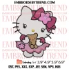 Hello Kitty Butterflys Embroidery Design, Cute Hello Kitty Embroidery Digitizing Pes File