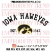 NCAA Iowa Hawkeyes Logo Embroidery Design, Iowa Hawkeyes Embroidery Digitizing Pes File