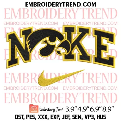 Iowa Hawkeyes x Nike Embroidery Design, NCAA Iowa Hawkeyes Embroidery Digitizing Pes File