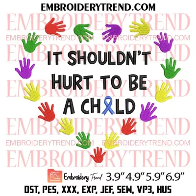 Support Squad Child Abuse Awareness Embroidery Design, Child Abuse Awareness Month Embroidery Digitizing Pes File