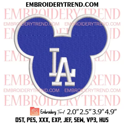 Los Angeles Dodgers Embroidery Design, MLB Baseball Embroidery Digitizing Pes File