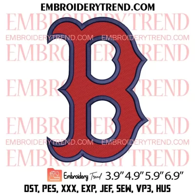 MLB Boston Red Sox Embroidery Design, Baseball Logo Machine Embroidery Digitized Pes Files