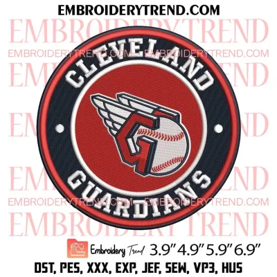Cleveland Guardians Est 1894 Embroidery Design, MLB Logo Machine Embroidery Digitized Pes Files