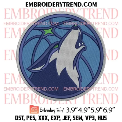 NBA Minnesota Timberwolves 1989 Embroidery Design, Basketball Team Logo Machine Embroidery Digitized Pes Files