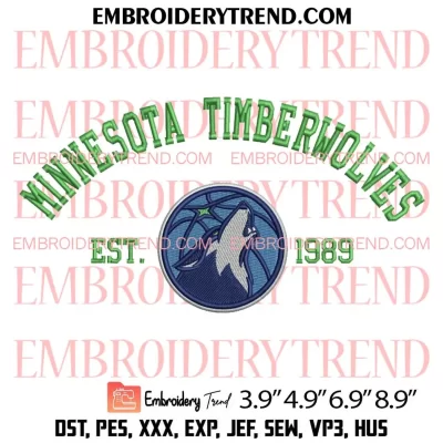 Minnesota Timberwolves Northwest Division Embroidery Design, Minnesota Timberwolves Logo Machine Embroidery Digitized Pes Files