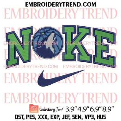 NBA Minnesota Timberwolves 1989 Embroidery Design, Basketball Team Logo Machine Embroidery Digitized Pes Files
