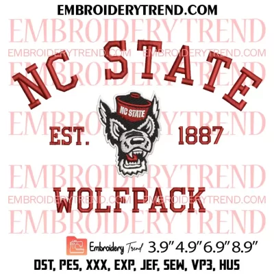 NC State Wolfpack Country Go Pack Embroidery Design, NC State Wolfpack Logo Embroidery Digitizing Pes File