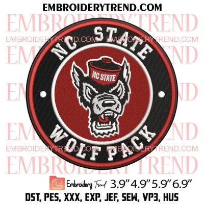 NC State Wolfpack Logo Embroidery Design, NCAA NC State Wolfpack Embroidery Digitizing Pes File