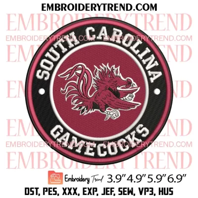 South Carolina Gamecocks Embroidery Design, Basketball Logo Embroidery Digitizing Pes File