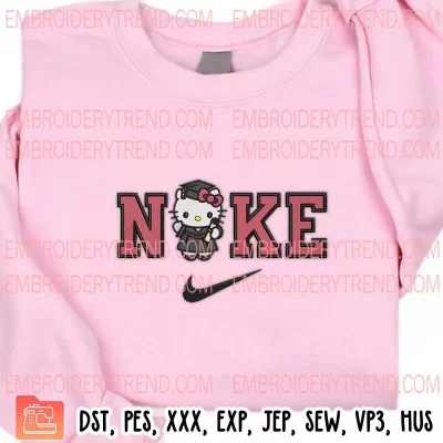 Nike Hello Kitty Graduation Embroidery Design, Hello Kitty Graduate Machine Embroidery Digitized Pes Files