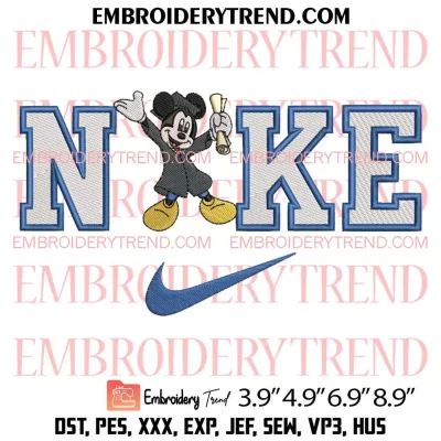 Nike Stitch Graduation Embroidery Design, Disney Stitch Graduate Machine Embroidery Digitized Pes Files