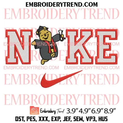 Nike Minnie Graduation Embroidery Design, Disney Minnie Graduation Machine Embroidery Digitized Pes Files