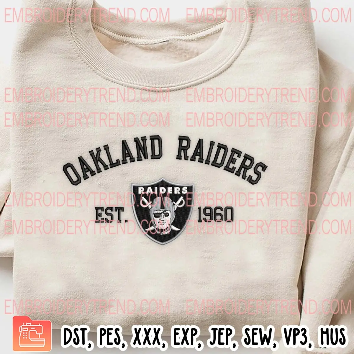 Oakland Raiders Est 1960 Embroidery Design, American Football Machine Embroidery Digitized Pes Files