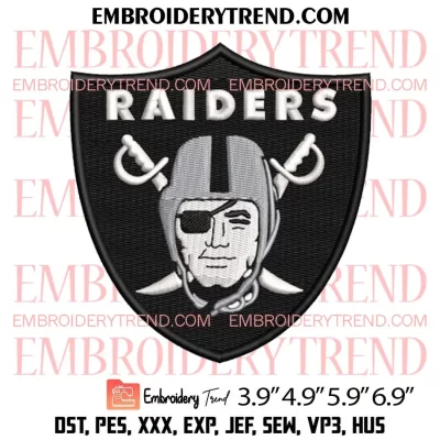 Oakland Raiders Logo Embroidery Design, Las Vegas Raiders Embroidery Digitizing Pes File