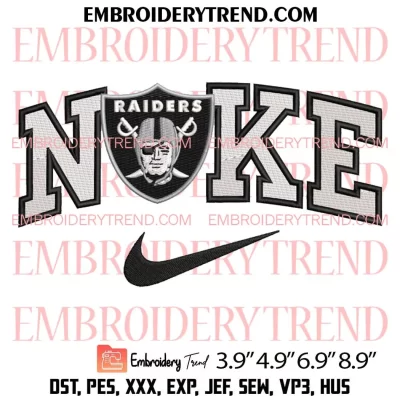 Oakland Raiders x Nike Embroidery Design, NFL Football Machine Embroidery Digitized Pes Files