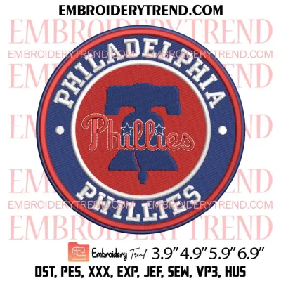 Philadelphia Phillies Embroidery, Baseball Embroidery, MLB Embroidery, Embroidery Design File