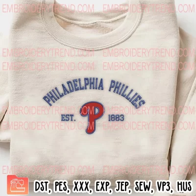 Philadelphia Phillies Est 1883 Embroidery Design, MLB Logo Machine Embroidery Digitized Pes Files