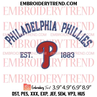 Philadelphia Phillies Circle Logo Embroidery Design, Philadelphia Phillies Baseball Machine Embroidery Digitized Pes Files