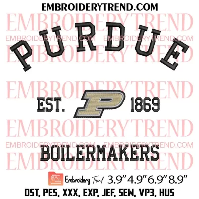 Purdue Boilermakers Logo Embroidery Design, NCAA Purdue Boilermakers Embroidery Digitizing Pes File