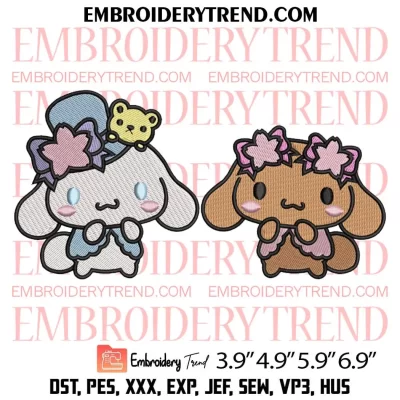 Cinnamoroll and Mocha Mermaids Embroidery Design, Cute Sanrio Embroidery Digitizing Pes File