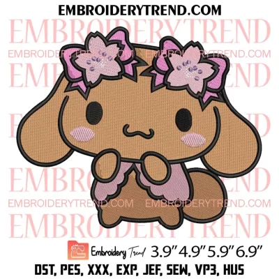 Cinnamoroll with Teddy Bear Embroidery Design, Sanrio Embroidery Digitizing Pes File