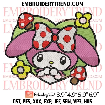 Sanrio My Melody Heart Embroidery Design, My Melody Farm Embroidery Digitizing Pes File
