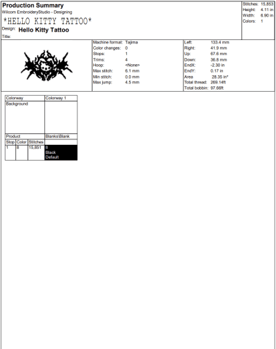 Hello Kitty Tattoo Embroidery Design, Hello Kitty Face Embroidery Digitizing Pes File