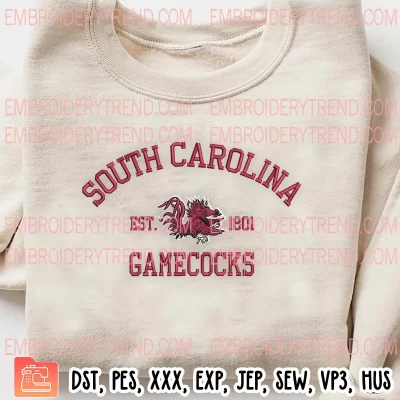 South Carolina Gamecocks Est 1801 Embroidery Design, NCAA Embroidery Digitizing Pes File